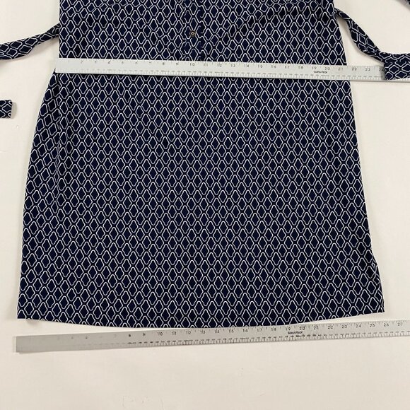 NWT Talbots Shirt Dress Womens Size 2XP Petite Blue Belted Buttons Geometric - Picture 13 of 16